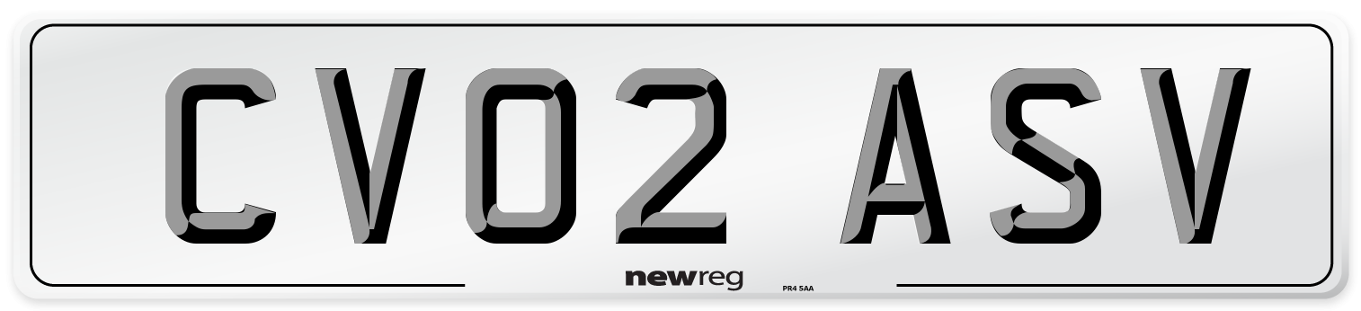 CV02 ASV Number Plate from New Reg